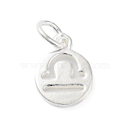 925 Sterling Silver Constellations Charms, with Jump Rings, Silver Color Plated, Libra, 12x9x1.5mm, Hole: 3.5mm(STER-M118-01C)