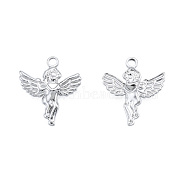 201 Stainless Steel Pendants, Angel, Stainless Steel Color, 23x20x2.5mm, Hole: 2mm(STAS-N098-237P)