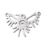 Non-Tarnish 201 Stainless Steel Pendants, Laser Cut, Bird Charm, Stainless Steel Color, 22x32x1mm, Hole: 1.8mm(STAS-D041-05P)