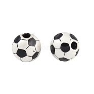 Alloy Enamel Beads, Football, Matte Silver Color, 9.5mm, Hole: 2.5mm(FIND-B038-15MS)