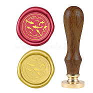 DIY Wood Wax Seal Stamp, Fish Pattern, 83x22mm, Head: 7.5mm, Stamps: 25x14.5mm(AJEW-WH0131-267)