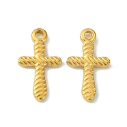 304 Stainless Steel Pendants, Cross Charms, Golden, 20x11.5x2mm, Hole: 2mm(STAS-F294-01F-G)