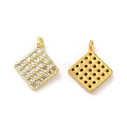 Brass Micro Pave Clear Cubic Zirconia Pendants, Lead Free & Cadmium Free, Rhombus, Real 18K Gold Plated, 10x8.5x2mm, Hole: 0.8mm(KK-M246-31G)