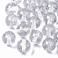 Transparent Clear Resin Beads, with Silver Foil, Round, Silver, 20x19mm, Hole: 3mm(RESI-N022-03A)