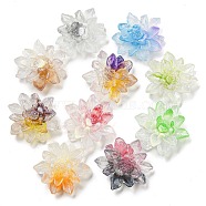 Luminous Transparent Epoxy Resin Decoden Cabochons, Glow in the Dark Flower with Glitter Powder, Mixed Color, 36.5x39x9.5mm(CRES-M032-04D)