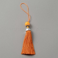 Polyester Tassel Big Pendants Decorations, with Acrylic Beaded and Platinum Alloy Findings, Dark Orange, 188mm(HJEW-TAC0019-01J)