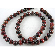 15~16 inch Round Gemstone Strand, Red Tiger Eye, Dyed & Heated, 8mm in diameter, hole: 1mm, about 50pcs/strand, 15~16 inch/strand(X-GSR042)