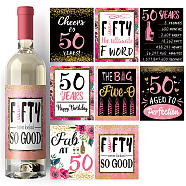 SUPERDANT 18Sheets 9 Style Coated Paper Adhesive Sticker, Wine Bottle Adhesive Label, Birthday Theme, Rectangle, Word, 2sheets/style(DIY-SD0001-26)