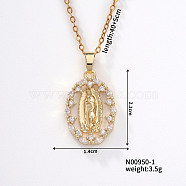 Retro Colorful Fashion Necklace with Shiny Rhinestones and Virgin Mary Pendant, 15.75 inch(400mm)(LW6178-1)