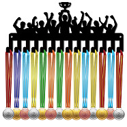 Iron Medal Holder Frame, 14 Hooks Medals Display Hanger Rack, with Screws, Black, Running, Trophy, 124x290mm, Hole: 5mm(AJEW-WH0390-046)