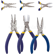 Jewelry Plier Sets, with Carbon Steel Round Nose Pliers & Flat Nose Pliers and Iron Chain Nose Pliers, Purple, 13~14.5x7~8x1~1.3cm, 3pcs/set(PT-BC0002-19)