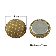 Woven Cabochons, with Aluminum Bottom, Half Round, Dark Goldenrod, 15x7mm(WOVE-S037-15mm-5)