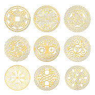 Nickel Decoration Stickers, Metal Resin Filler, Epoxy Resin & UV Resin Craft Filling Material, Knot Pattern, Flat Round, 40x40mm, 9 style, 1pc/style, 9pcs/set(DIY-WH0450-043)