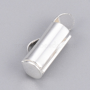 Brass Slide On End Clasp Tubes, Slider End Caps, Silver Color Plated, 6x10x4mm, Hole: 1x3mm, Inner Diameter: 3mm(KK-Q747-11C-S)