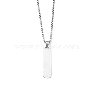 201 Stainless Steel Pendant Necklaces for Man, Rectangle, Stainless Steel Color, 23.66 inch(60.1cm), Rectangle: 39.5x9x1.3mm(NJEW-Q336-03E-P)