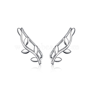 S925 Sterling Silver Leaf Clip-on Earrings for Women Fashion Simple Personality Earrings(TY1907)