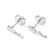 Tadpole Shape 304 Stainless Steel Stud Earrings for Women, Stainless Steel Color, 11.5x3mm, Pin: 0.7mm(EJEW-Z017-08P)