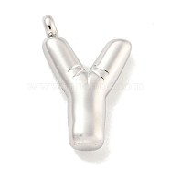 Non-Tarnish 304 Stainless Steel Pendants, Letter Charm, Stainless Steel Color, Letter Y, 26x16.5x5.5mm, Hole: 3mm(STAS-C102-16P-Y)