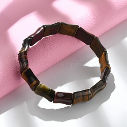 Natural Tiger Eye Bead Stretch Bracelets for Women Men, Bamboo, Inner Diameter: 2-3/8 inch(6.15cm), Bead: 12.5~13.5x13.5~15x6.5mm(BJEW-C097-02B)