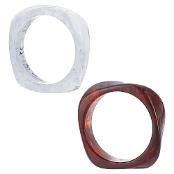2Pcs 2 Colors Acrylic Bangles, Square, Mixed Color, Inner Diameter: 2-1/2 inch(6.45cm), 1pc/color(BJEW-UN0001-81A)