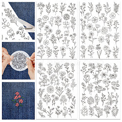 4 Sheets 11.6x8.2 Inch Stick and Stitch Embroidery Patterns, Non-woven Fabrics Water Soluble Embroidery Stabilizers, Flower, 297x210mmm(DIY-WH0455-006)