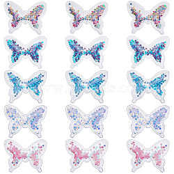 40Pcs 5 Colors PVC Ornament Accessories, with Star Sequins, Butterfly, Mixed Color, 37x48x5mm, 8pcs/color(FIND-GF0005-41)