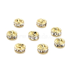 304 Stainless Steel Rhinestone Spacer Beads, Flat Round, Rack Plating, Long-Lasting Plated, Flat Round, Real 18K Gold Plated, 5x2.5mm, Hole: 1mm(STAS-L285-001G-02)