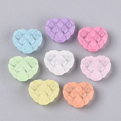 Frosted Transparent Acrylic Beads, Heart with Rhombus Pattern, Mixed Color, 17x20x10mm, Hole: 2.5mm, about 243pcs/500g(OACR-Q203-02)