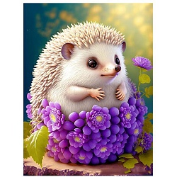 Cute Animal Pattern DIY Diamond Painting Kits, Including Resin Rhinestones Bag, Diamond Sticky Pen, Tray Plate and Glue Clay, Hedgehog, 400x300mm(DRAW-PW0006-01I)