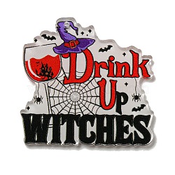 Halloween Printed Acrylic Pendants, Drink, 41.5x42x2.2mm, Hole: 1.6mm(OACR-P026-D09)