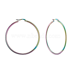304 Stainless Steel Big Hoop Earrings, Hypoallergenic Earrings, Ring Shape, Rainbow Color, 12 Gauge, 54~56x2mm, Pin: 0.7~1.3x0.68mm(EJEW-F105-04M)