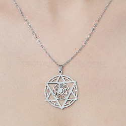 201 Stainless Steel Star of David Pendant Necklace, Stainless Steel Color, 17.72 inch(45cm)(NJEW-OY002-29)