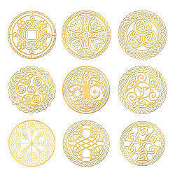 Nickel Decoration Stickers, Metal Resin Filler, Epoxy Resin & UV Resin Craft Filling Material, Knot Pattern, Flat Round, 40x40mm, 9 style, 1pc/style, 9pcs/set(DIY-WH0450-043)