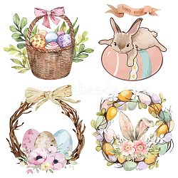 PVC Window Sticker, Flat Round Shape, for Window or Stairway  Home Decoration, Rabbit, 160x0.3mm, 4 styles, 1pc/style, 4pcs/set(DIY-WH0235-047)