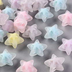 Transparent Acrylic Beads, Frosted, Bead in Bead, Star, Mixed Color, 15.5x16x9.5mm, Hole: 3mm, about 569pcs/500g(TACR-S152-11C)