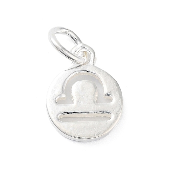 925 Sterling Silver Constellations Charms, with Jump Rings, Silver Color Plated, Libra, 12x9x1.5mm, Hole: 3.5mm