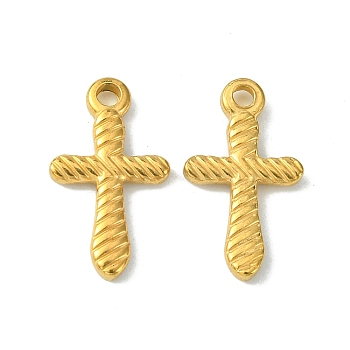 304 Stainless Steel Pendants, Cross Charms, Golden, 20x11.5x2mm, Hole: 2mm