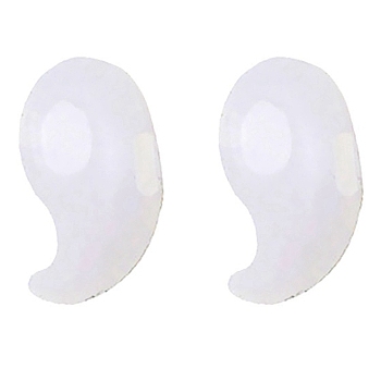 Silicone Eyeglasses Ear Grip, Anti Slip Holder, Comma, White, 18.2x11.8mm, Hole: 5x3mm