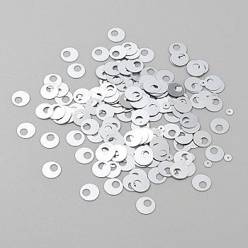 250Pcs Iridescent PVC Paillette/Sequin Links, Flat Round, Gainsboro, 4~10x0.2mm, Hole: 1~4mm, 250pcs/set