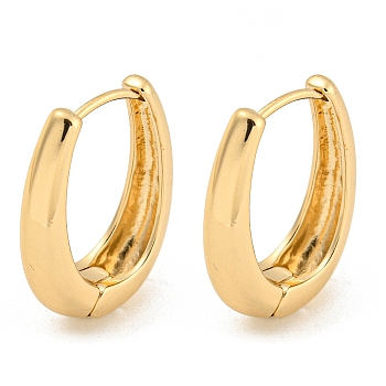 Alloy Hoop Earring, with Steel Pin, Oval, Light Gold, 23x6x18mm