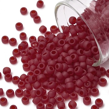 TOHO Round Seed Beads, Japanese Seed Beads, (5CF) Transparent Frost Ruby, 8/0, 3mm, Hole: 1mm, about 220pcs/10g