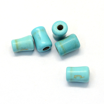 Synthetic Turquoise Gemstone Beads, Column, Dyed, Turquoise, 9~10x6~7mm, Hole: 2mm