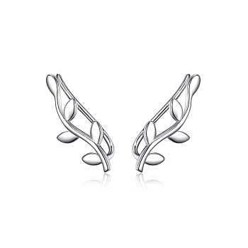 S925 Sterling Silver Leaf Clip-on Earrings for Women Fashion Simple Personality Earrings