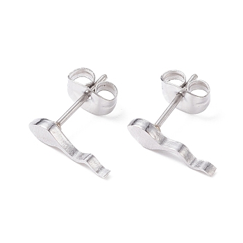 Tadpole Shape 304 Stainless Steel Stud Earrings for Women, Stainless Steel Color, 11.5x3mm, Pin: 0.7mm