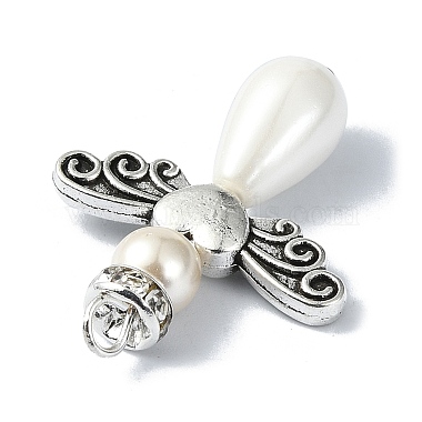Shell Pearl Pendants with Tibetan Style Alloy Wings(PALLOY-TA00102)-3