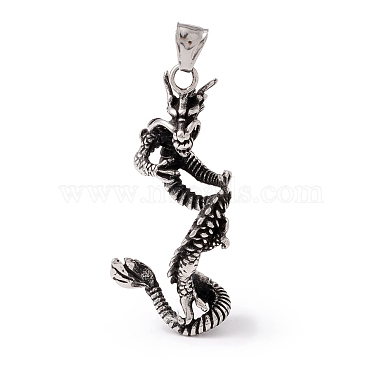 Antique Silver Dragon 304 Stainless Steel Big Pendants