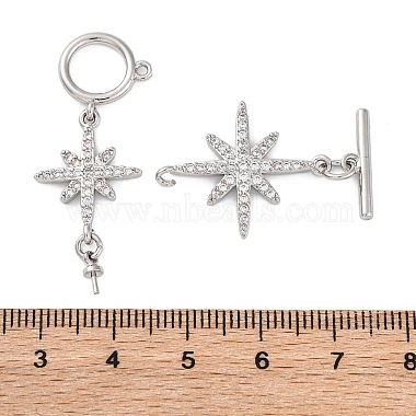 Brass Micro Pave Clear Cubic Zirconia Toggle Clasps(KK-H513-09P)-3