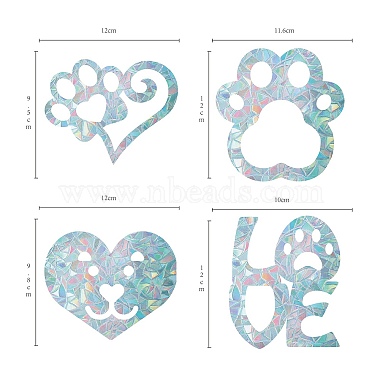 Custom Paw & Heart & Word Love Shape Waterproof PVC Laser Adhesive Stickers(DIY-WH0256-004)-3