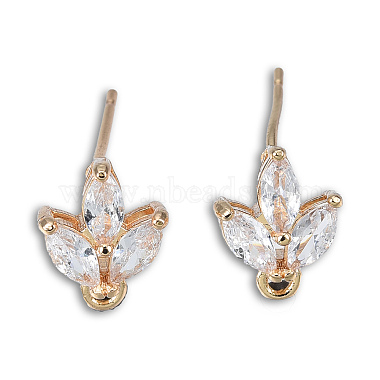 Boucles d'oreilles en laiton pavées de zircone cubique transparente(X-KK-N235-041)-3