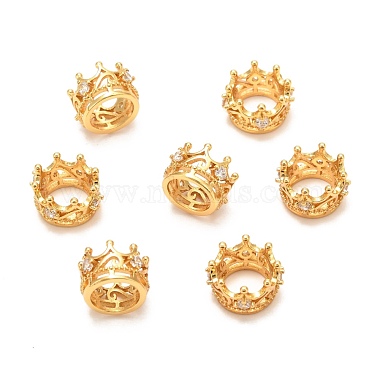 Clear Crown Brass+Cubic Zirconia European Beads